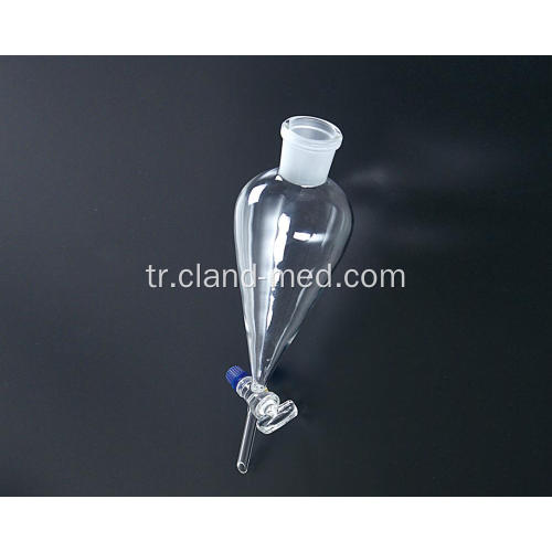 Yerleşik Cam Stopper / PTFE Stopper ile Separatory Huni Squib Armut Şekli